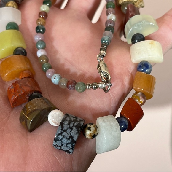 Vintage American Indian Natural stone Jasper Jade silver...